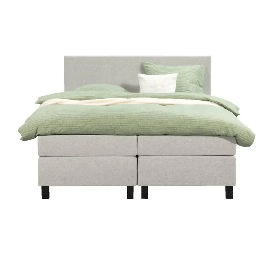 Leen Bakker Boxspring Liv egaal - ecru - 160x200 cm - vierkante poot