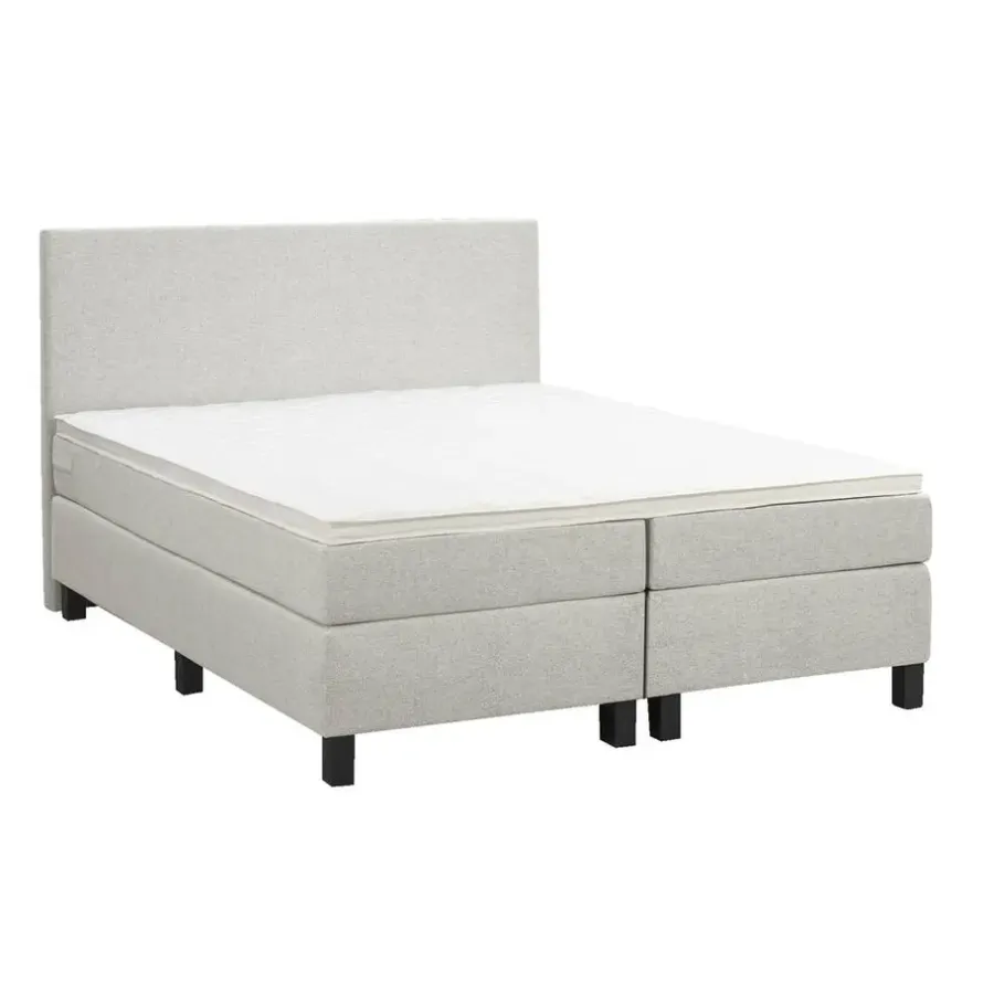 Leen Bakker Boxspring Liv egaal - ecru - 160x200 cm - vierkante poot