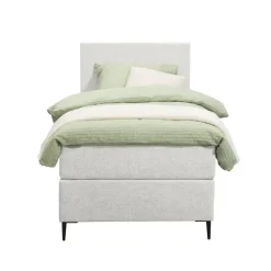 Leen Bakker Boxspring Liv egaal - ecru - 90x200 cm - slanke poot
