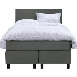 1-Persoons Boxsprings-Leen Bakker Boxspring Liv egaal - grijs - 120x200 cm - ronde poot