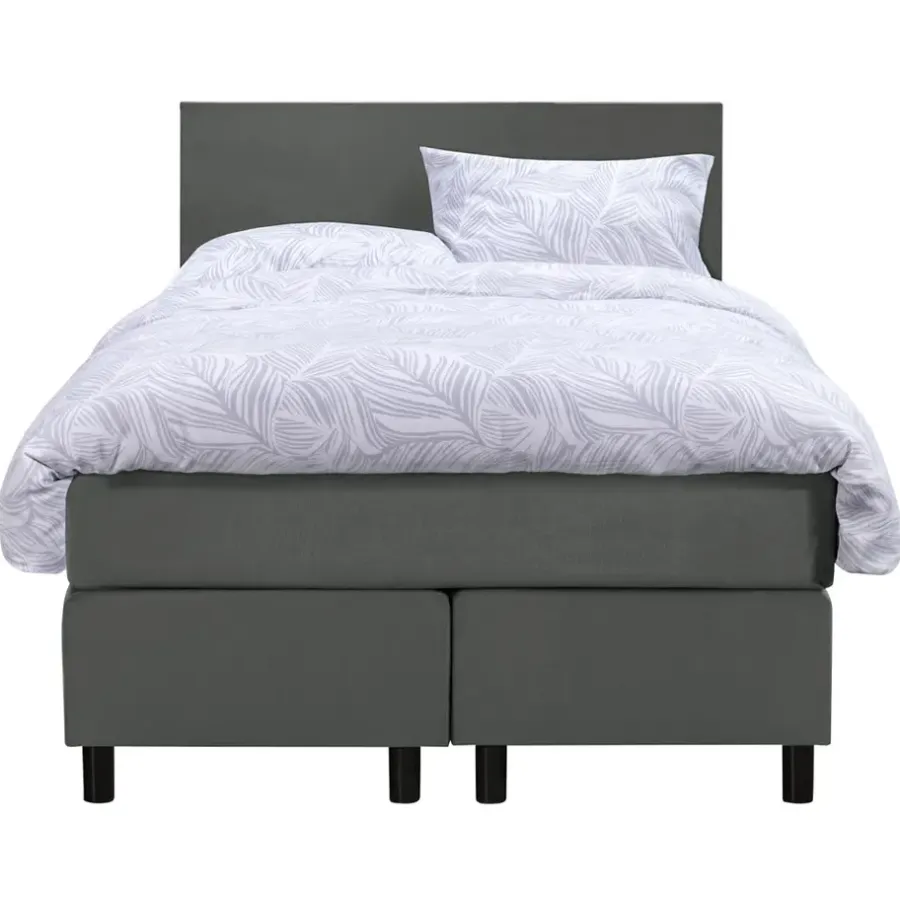 1-Persoons Boxsprings-Leen Bakker Boxspring Liv egaal - grijs - 120x200 cm - ronde poot