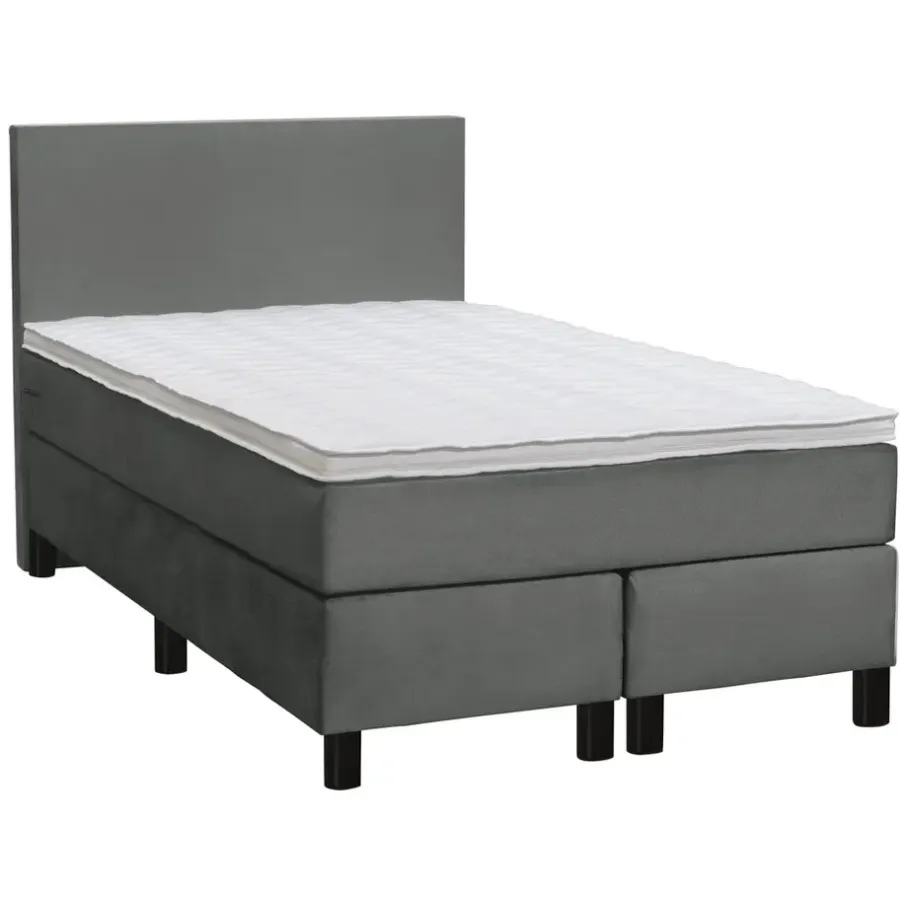 1-Persoons Boxsprings-Leen Bakker Boxspring Liv egaal - grijs - 120x200 cm - ronde poot
