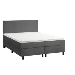 Leen Bakker Boxspring Liv egaal - grijs - 140x200 cm - ronde poot