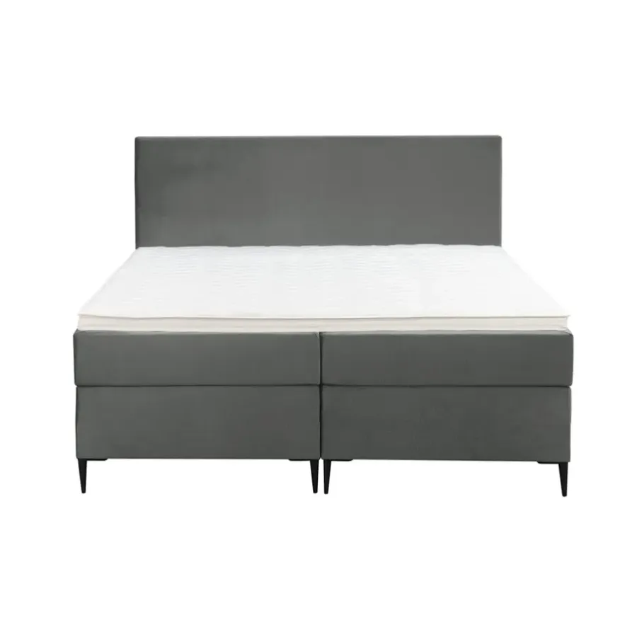Leen Bakker Boxspring Liv egaal - grijs - 180x200 cm - slanke poot