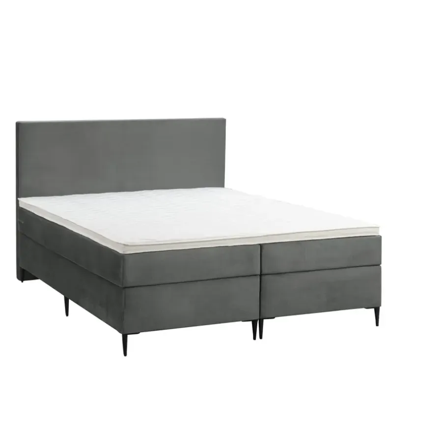 Leen Bakker Boxspring Liv egaal - grijs - 180x200 cm - slanke poot