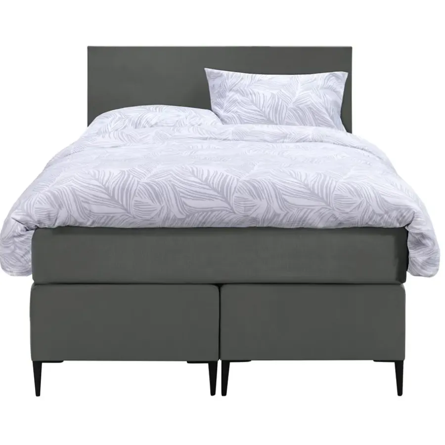 Leen Bakker Boxspring Liv egaal - grijs - 120x200 cm - slanke poot