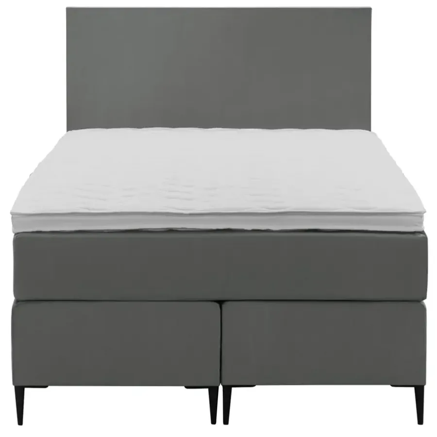 Leen Bakker Boxspring Liv egaal - grijs - 120x200 cm - slanke poot