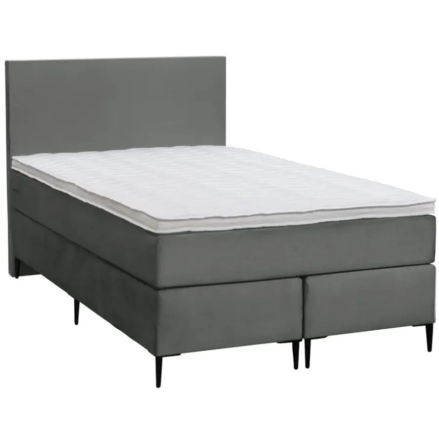 Leen Bakker Boxspring Liv egaal - grijs - 120x200 cm - slanke poot
