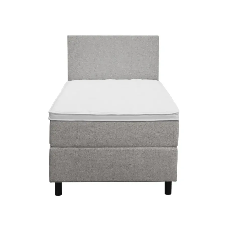 Leen Bakker Boxspring Liv egaal - lichtgrijs - 90x200 cm - ronde poot