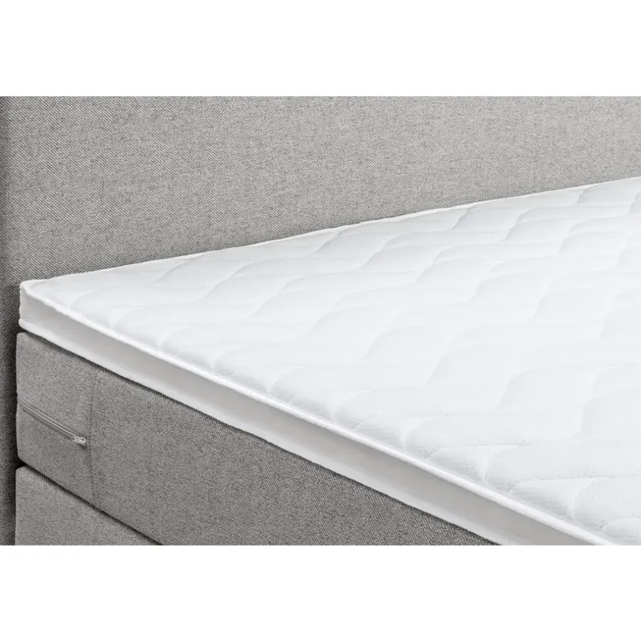 Leen Bakker Boxspring Liv egaal - lichtgrijs - 90x200 cm - ronde poot