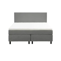 Leen Bakker Boxspring Liv egaal - lichtgrijs - 140x200 cm - ronde poot