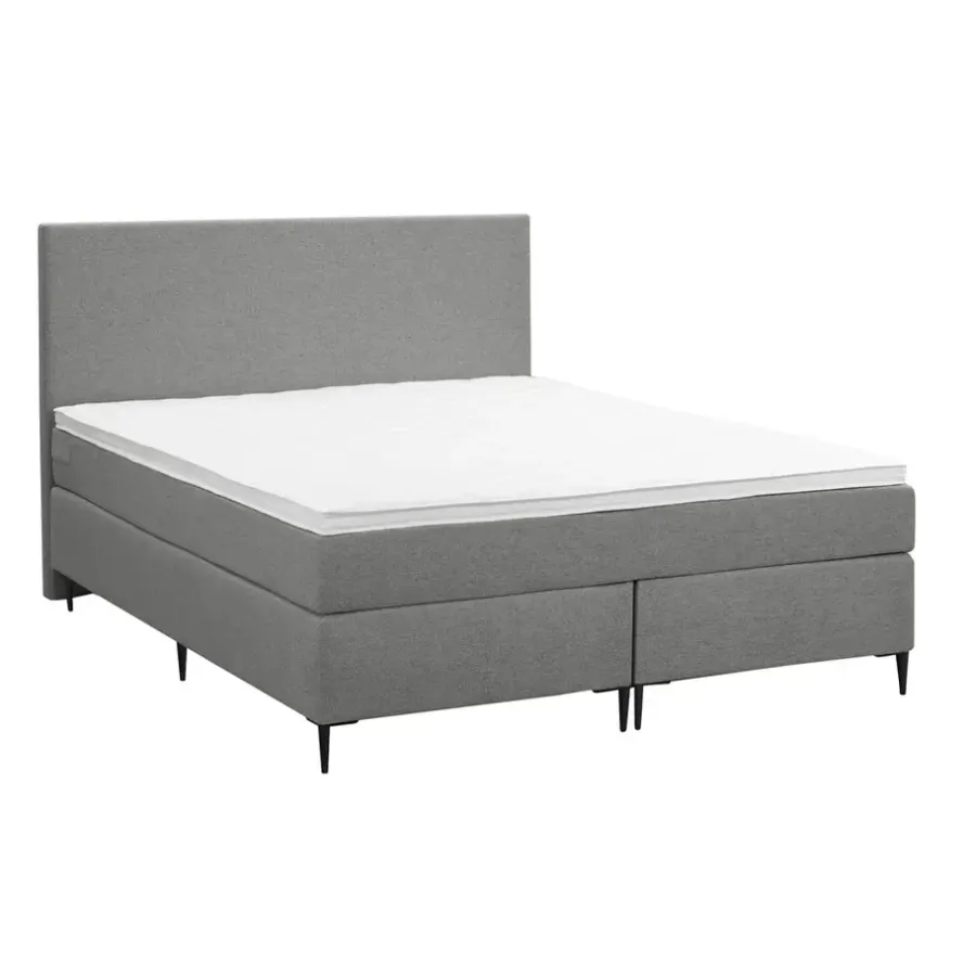 2-Persoons Boxsprings-Leen Bakker Boxspring Liv egaal - lichtgrijs - 140x200 cm - slanke poot