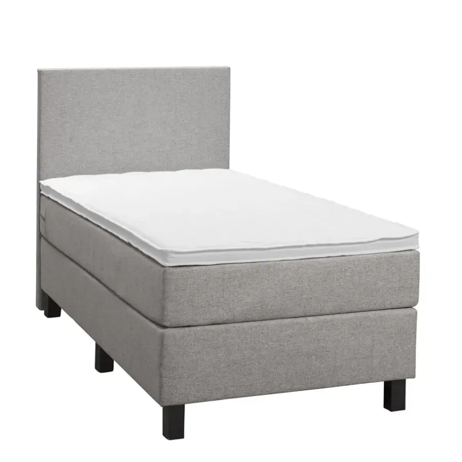 Leen Bakker Boxspring Liv egaal - lichtgrijs - 90x200 cm - vierkante poot