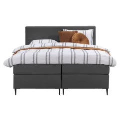 2-Persoons Boxsprings-Leen Bakker Boxspring Liv geblokt - antraciet - 160x200 cm - slanke poot
