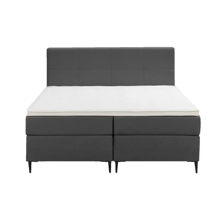 2-Persoons Boxsprings-Leen Bakker Boxspring Liv geblokt - antraciet - 160x200 cm - slanke poot