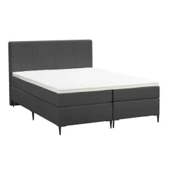 2-Persoons Boxsprings-Leen Bakker Boxspring Liv geblokt - antraciet - 160x200 cm - slanke poot