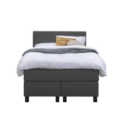 1-Persoons Boxsprings-Leen Bakker Boxspring Liv geblokt - antraciet - 120x200 cm - vierkante poot