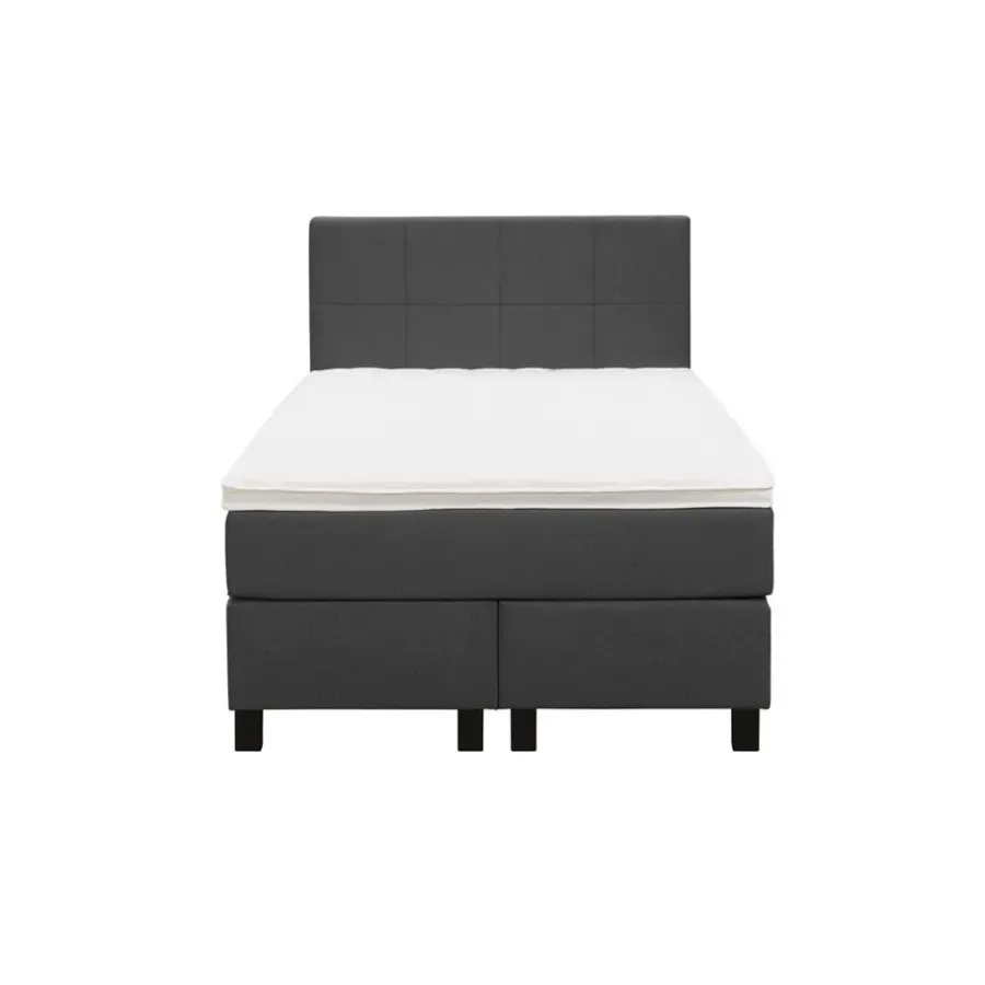 1-Persoons Boxsprings-Leen Bakker Boxspring Liv geblokt - antraciet - 120x200 cm - vierkante poot