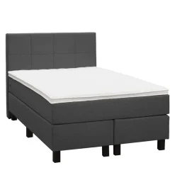 1-Persoons Boxsprings-Leen Bakker Boxspring Liv geblokt - antraciet - 120x200 cm - vierkante poot
