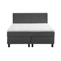 2-Persoons Boxsprings-Leen Bakker Boxspring Liv geblokt - antraciet - 140x200 cm - vierkante poot