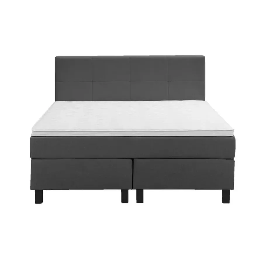 2-Persoons Boxsprings-Leen Bakker Boxspring Liv geblokt - antraciet - 140x200 cm - vierkante poot