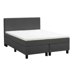 2-Persoons Boxsprings-Leen Bakker Boxspring Liv geblokt - antraciet - 140x200 cm - vierkante poot
