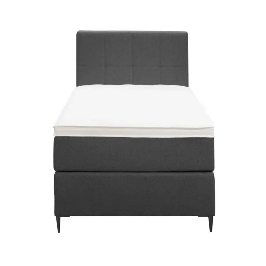 1-Persoons Boxsprings-Leen Bakker Boxspring Liv geblokt - antraciet - 90x200 cm - slanke poot
