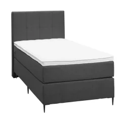 1-Persoons Boxsprings-Leen Bakker Boxspring Liv geblokt - antraciet - 90x200 cm - slanke poot