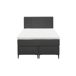 Leen Bakker Boxspring Liv geblokt - antraciet - 120x200 cm - slanke poot