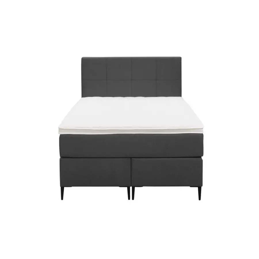Leen Bakker Boxspring Liv geblokt - antraciet - 120x200 cm - slanke poot