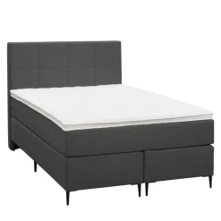 Leen Bakker Boxspring Liv geblokt - antraciet - 120x200 cm - slanke poot