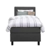 Leen Bakker Boxspring Liv geblokt - antraciet - 90x200 cm - vierkante poot