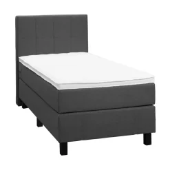 Leen Bakker Boxspring Liv geblokt - antraciet - 90x200 cm - vierkante poot