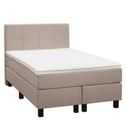 Leen Bakker Boxspring Liv geblokt - beige - 120x200 cm - vierkante poot