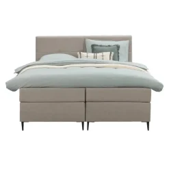 2-Persoons Boxsprings-Leen Bakker Boxspring Liv geblokt - beige - 180x200 cm - slanke poot