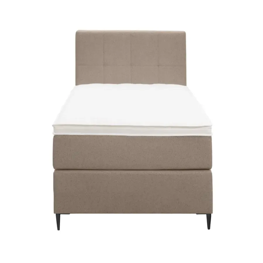 1-Persoons Boxsprings-Leen Bakker Boxspring Liv geblokt - beige - 90x200 cm - slanke poot