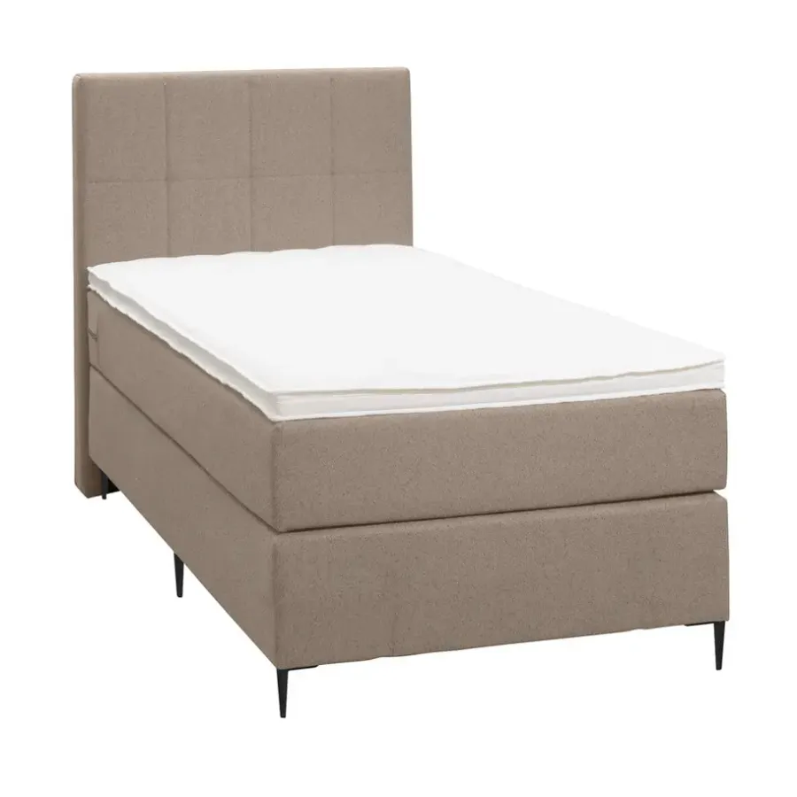 1-Persoons Boxsprings-Leen Bakker Boxspring Liv geblokt - beige - 90x200 cm - slanke poot