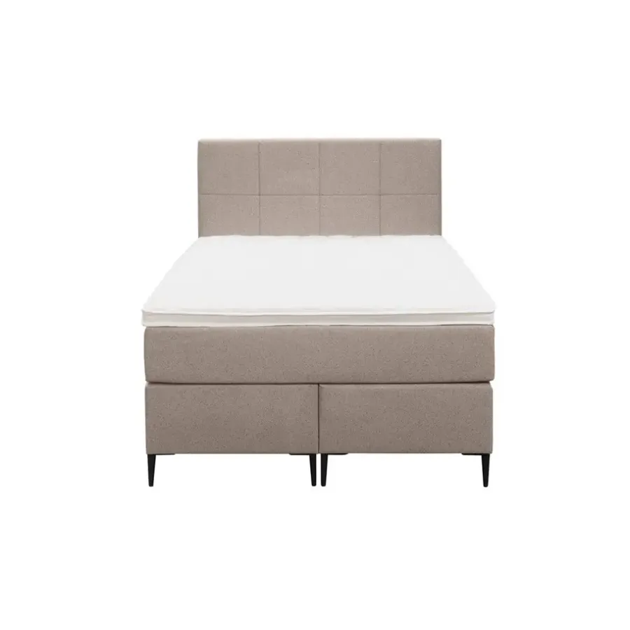 1-Persoons Boxsprings-Leen Bakker Boxspring Liv geblokt - beige - 120x200 cm - slanke poot