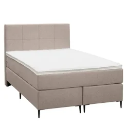 1-Persoons Boxsprings-Leen Bakker Boxspring Liv geblokt - beige - 120x200 cm - slanke poot