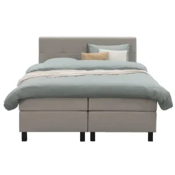 2-Persoons Boxsprings-Leen Bakker Boxspring Liv geblokt - beige - 180x200 cm - vierkante poot
