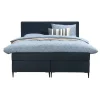 Leen Bakker Boxspring Liv geblokt - blauw - 140x200 cm - slanke poot
