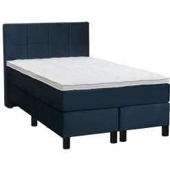 1-Persoons Boxsprings-Leen Bakker Boxspring Liv geblokt - blauw - 120x200 cm - ronde poot