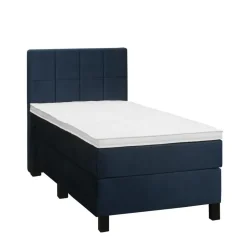 Leen Bakker Boxspring Liv geblokt - blauw - 90x200 cm - vierkante poot