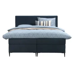 2-Persoons Boxsprings-Leen Bakker Boxspring Liv geblokt - blauw - 160x200 cm - slanke poot