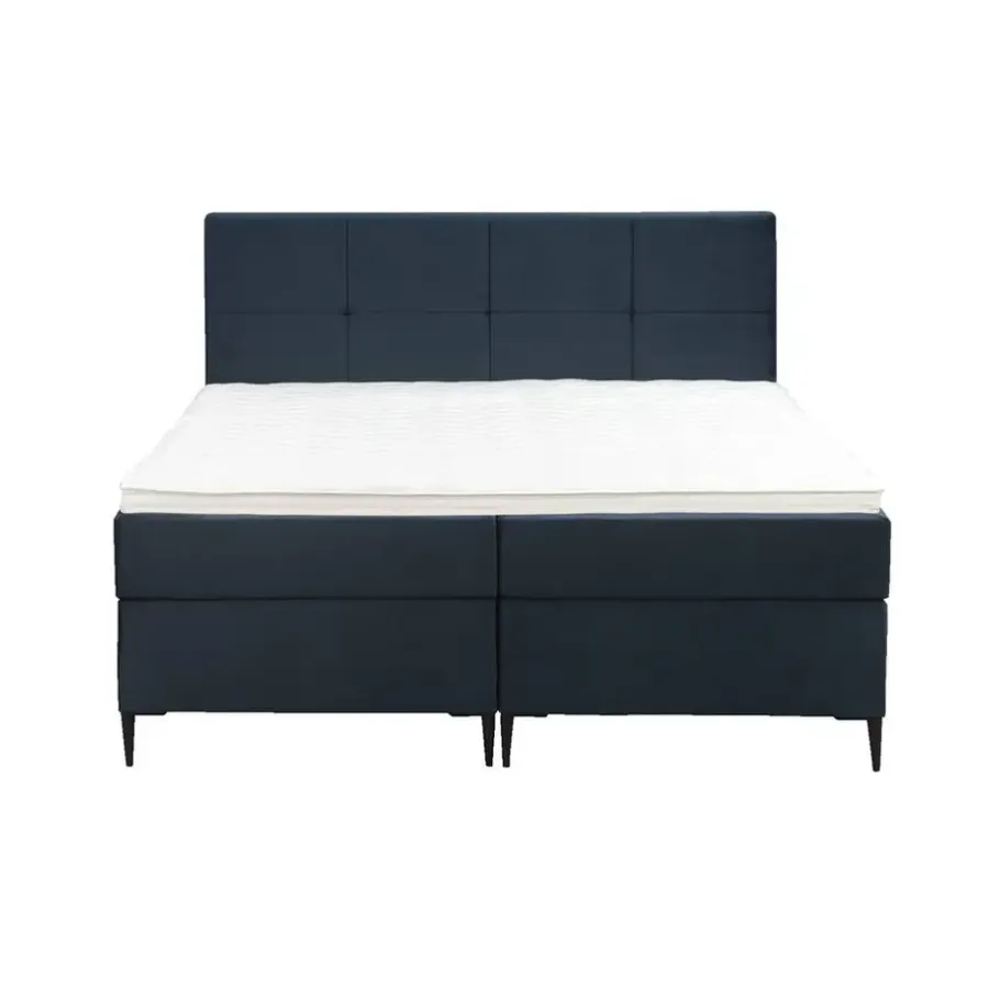 2-Persoons Boxsprings-Leen Bakker Boxspring Liv geblokt - blauw - 160x200 cm - slanke poot