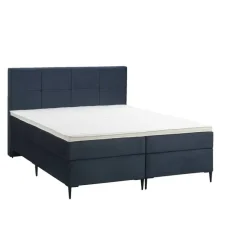 2-Persoons Boxsprings-Leen Bakker Boxspring Liv geblokt - blauw - 160x200 cm - slanke poot