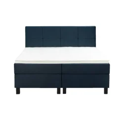 Leen Bakker Boxspring Liv geblokt - blauw - 160x200 cm - vierkante poot