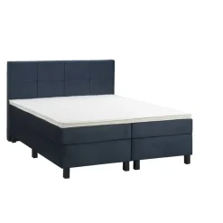 Leen Bakker Boxspring Liv geblokt - blauw - 160x200 cm - vierkante poot