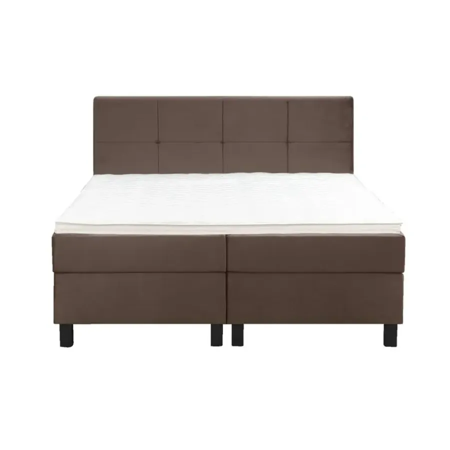 2-Persoons Boxsprings-Leen Bakker Boxspring Liv geblokt - bruin - 160x200 cm - vierkante poot