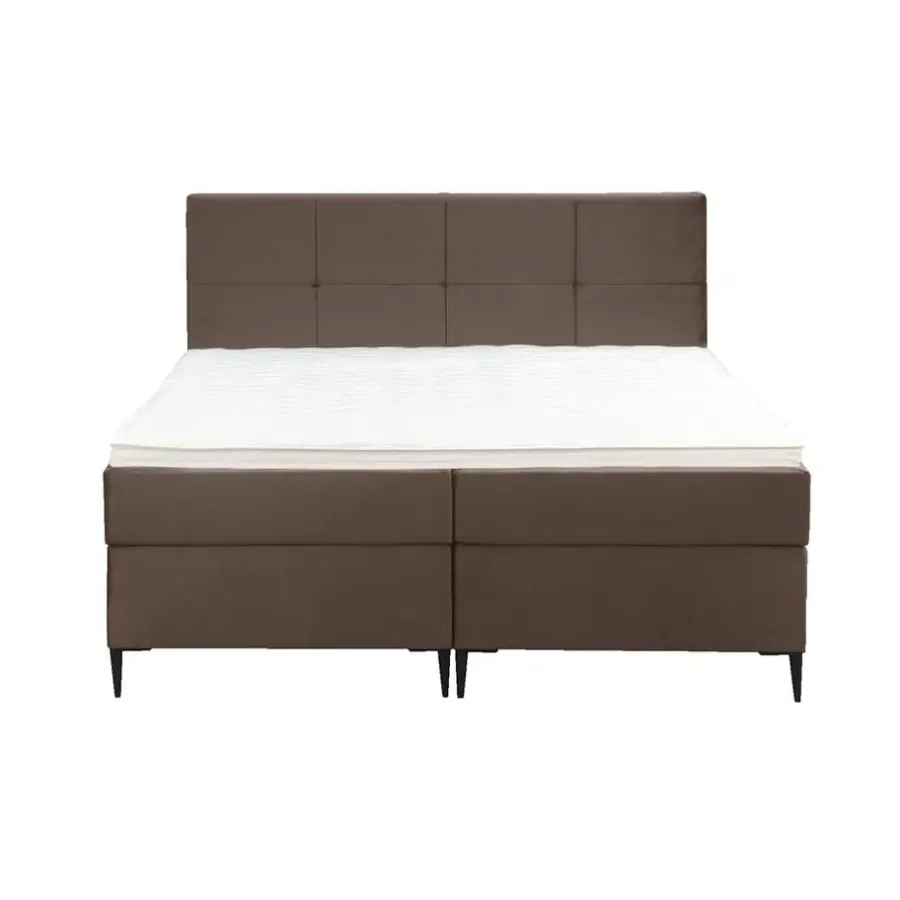 2-Persoons Boxsprings-Leen Bakker Boxspring Liv geblokt - bruin - 180x200 cm - slanke poot
